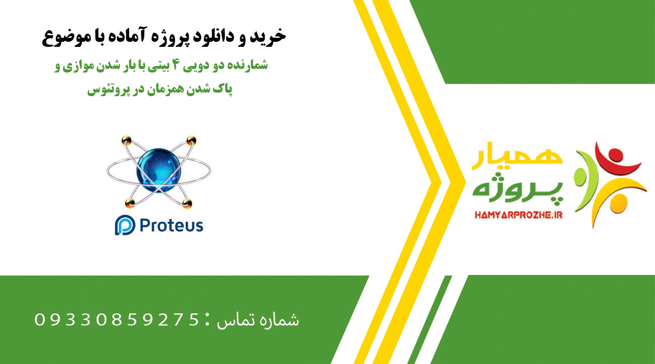 شمارنده دو دویی 4 بیتی با بار شدن موازی و پاک شدن همزمان در پروتئوس