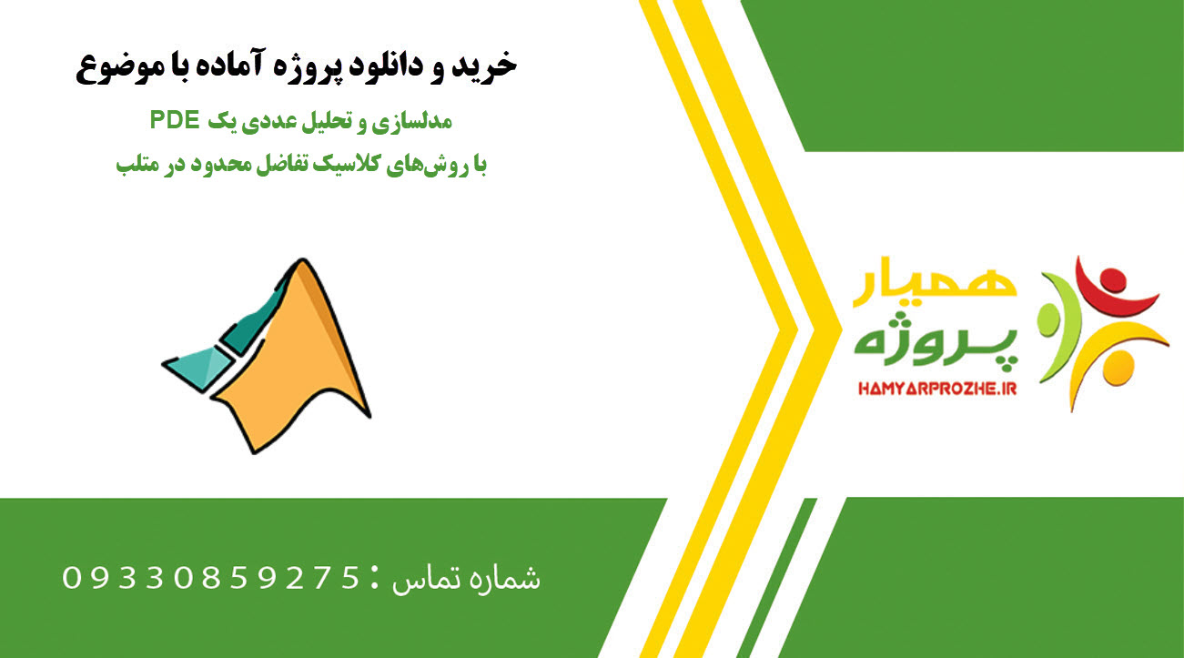 مدلسازی و تحلیل عددی یک PDE با روش‌های کلاسیک تفاضل محدود در متلب